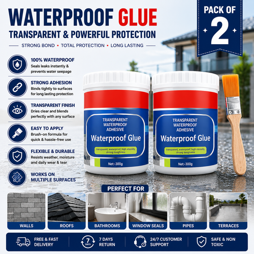 Transparent Waterproof Glue (Pack Of 2 ) + Free Brush
