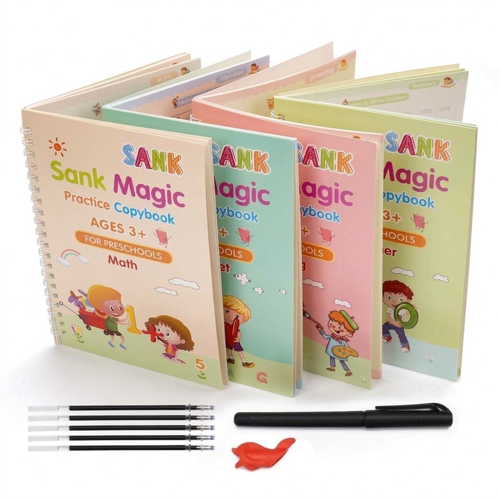Magic Practice Copybook (4 BOOKS,1 PEN,1 GRIP,10 REFILL)