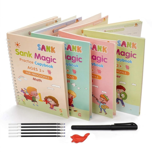 Magic Practice Copybook (4 BOOKS,1 PEN,1 GRIP,10 REFILL)