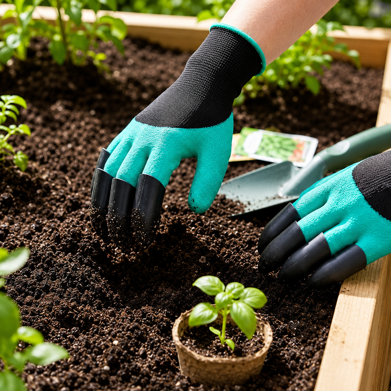 Garden Gloves with Claws for Digging & Planting