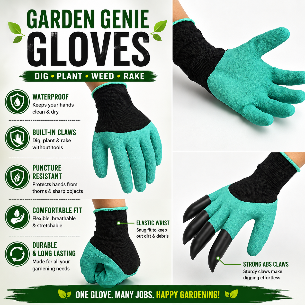 Garden Gloves with Claws for Digging & Planting