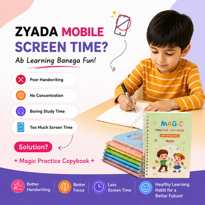 Magic Practice Copybook (4 BOOKS,1 PEN,1 GRIP,10 REFILL)