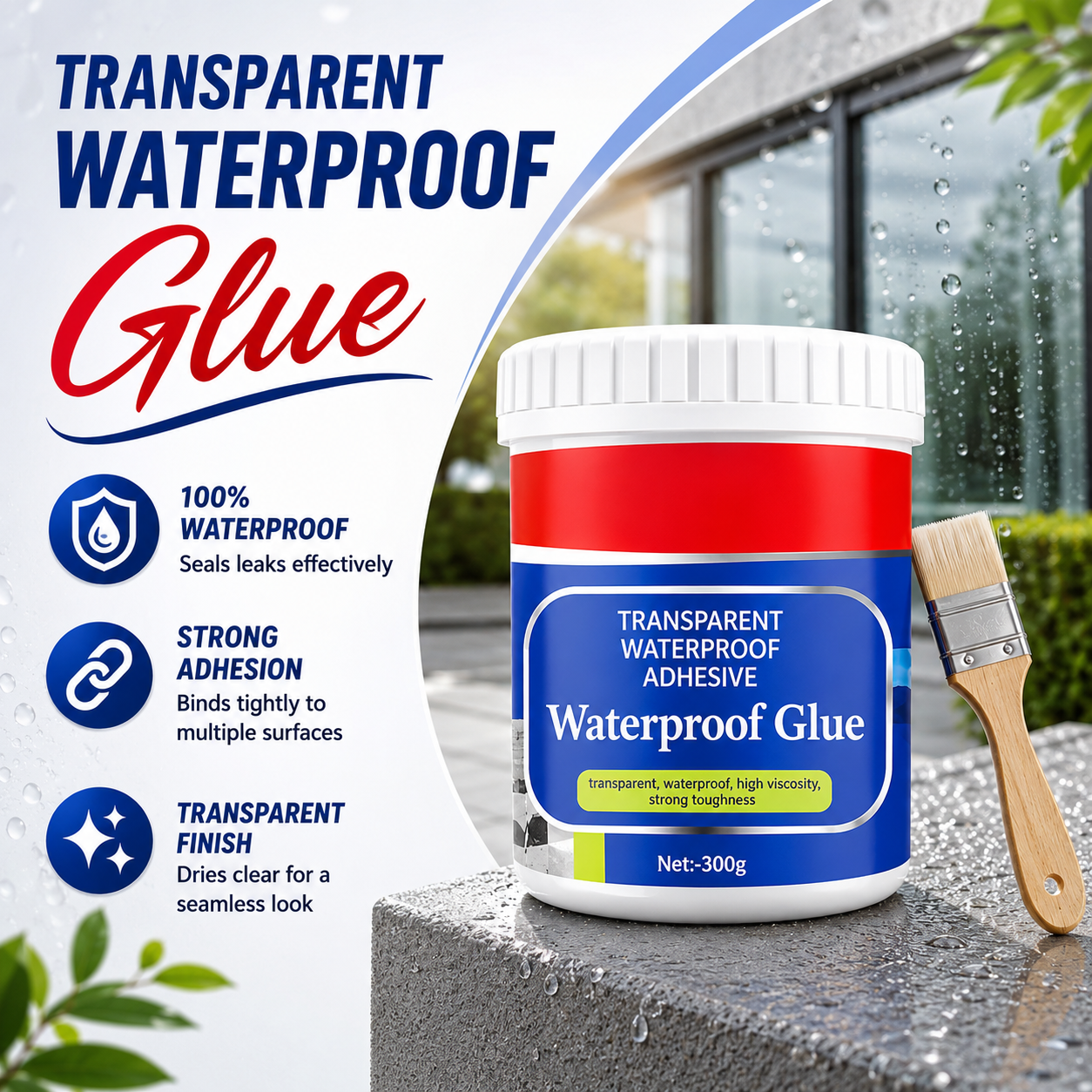 Transparent Waterproof Glue (Pack Of 2 ) + Free Brush