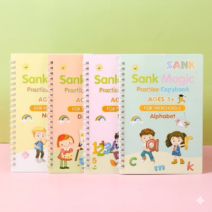 Magic Practice Copybook (4 BOOKS,1 PEN,1 GRIP,10 REFILL)