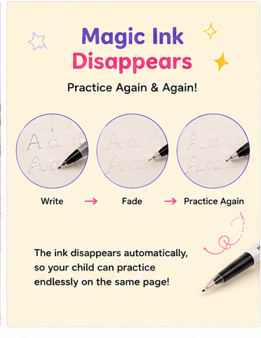 Magic Practice Copybook (4 BOOKS,1 PEN,1 GRIP,10 REFILL)
